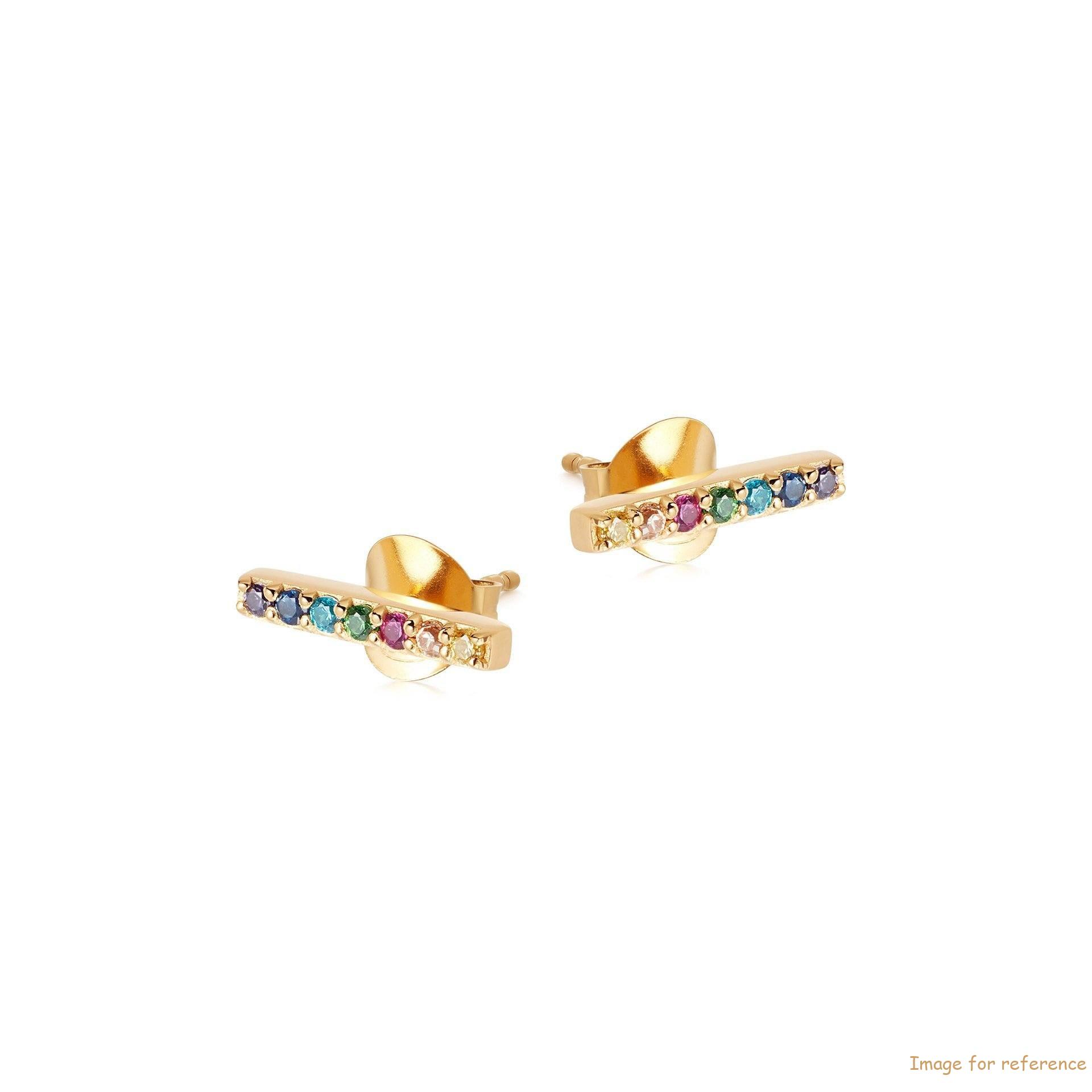 Custom made arrings studs featuring rainbow pavé stones set in 18ct gold vermeil 925 المورد الفضي Custom made arrings studs featuring rainbow pavé stones set in 18ct gold vermeil 925 silver supplier