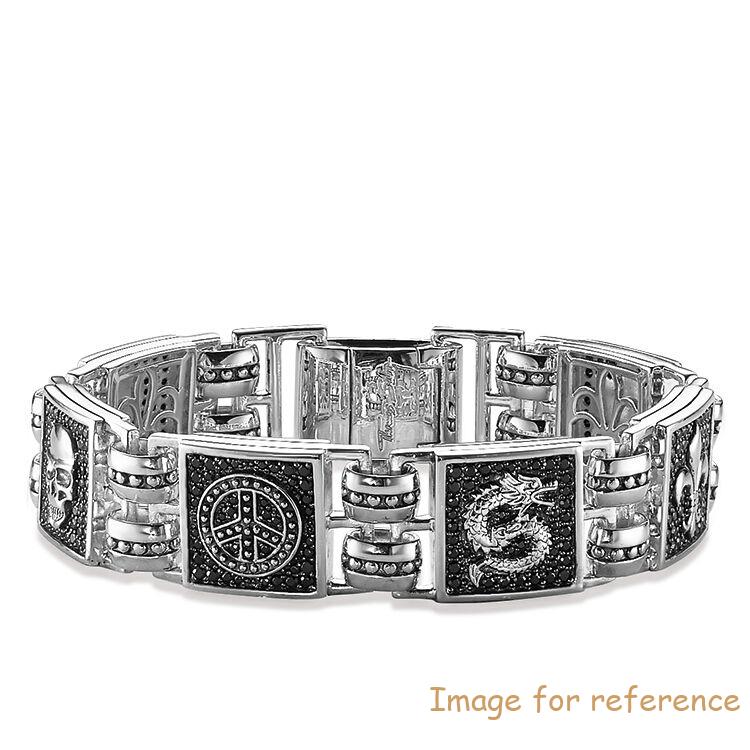 Custom mens Bracelet 925 Bạc Sterling, zirconia black OEM jewelry supplier