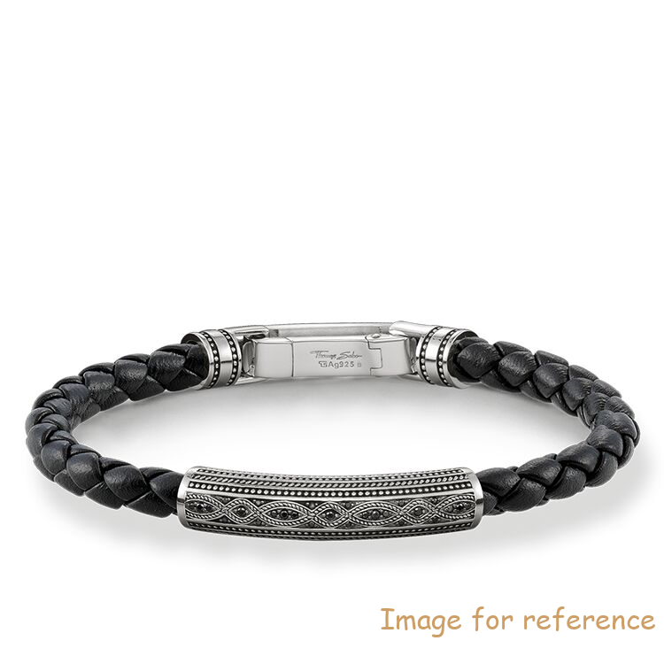 Custom mens Elastic stretch bracelet 925 Sterling silver zirconia black OEM jewelry factory