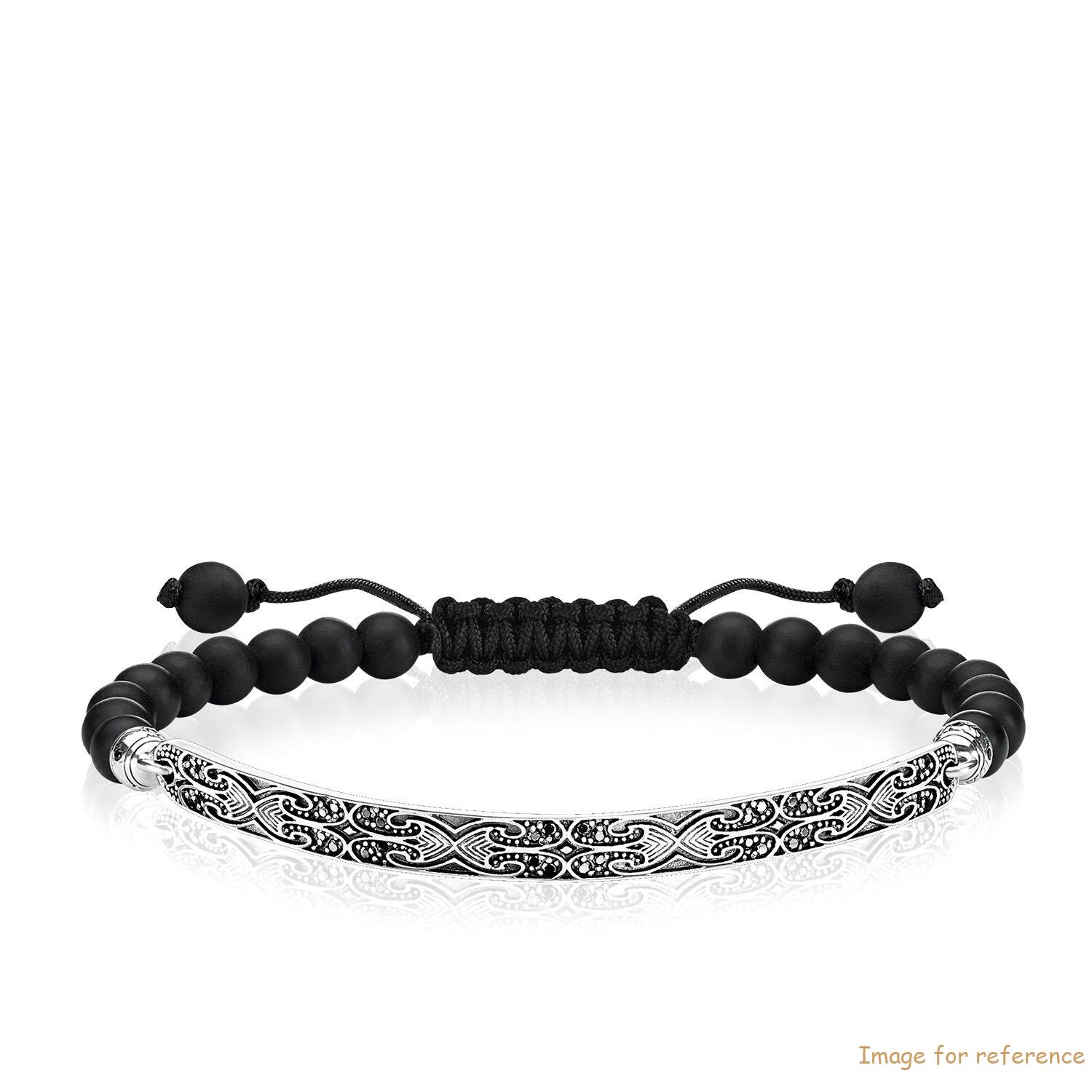 Custom mens jewelry Bracelet 925 スターリングシルバー, zirconia black, obsidian OEM supplier