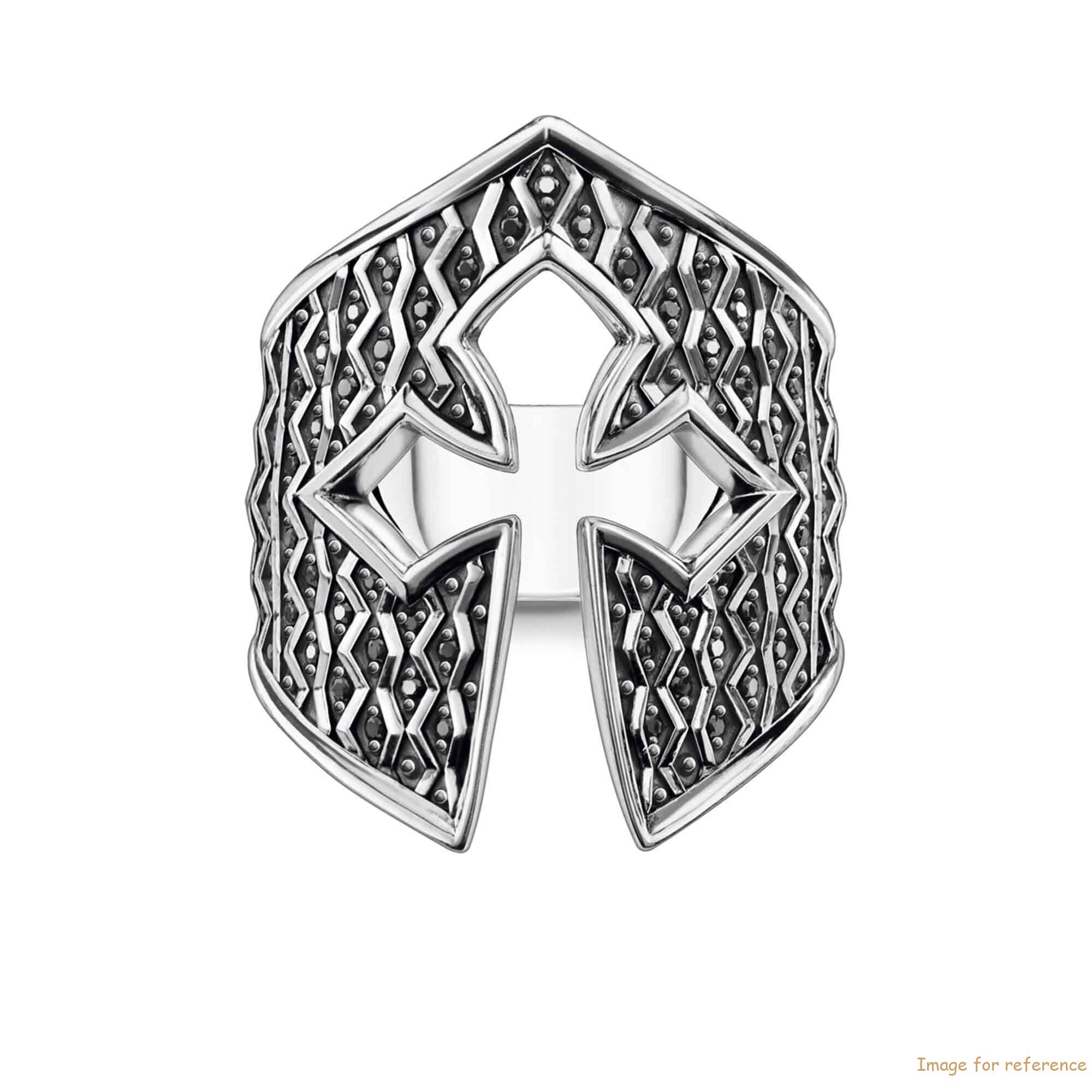 Custom mens ring in knight’s helmet design made of 925 Sterling silver OEM factory