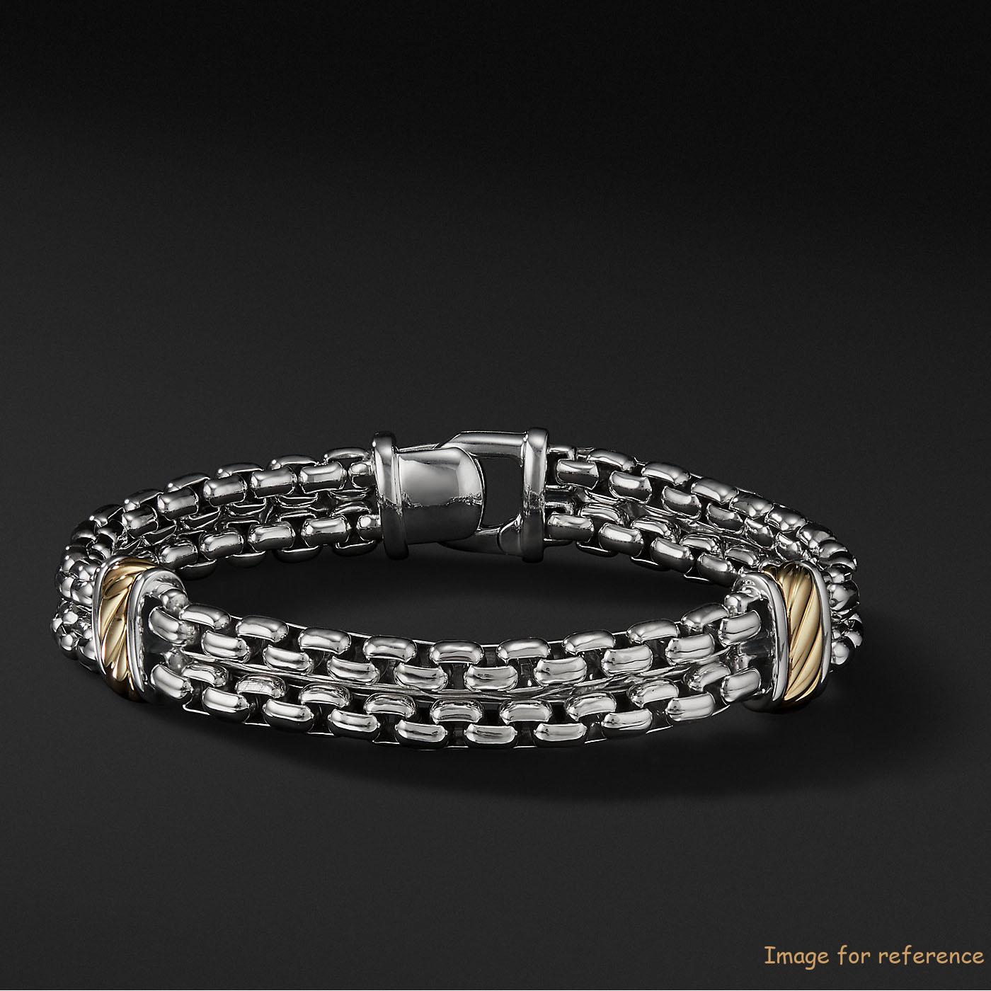 Custom oem mens bracelet in Sterling silver and 18-karat yellow gold design your jewelry supplier