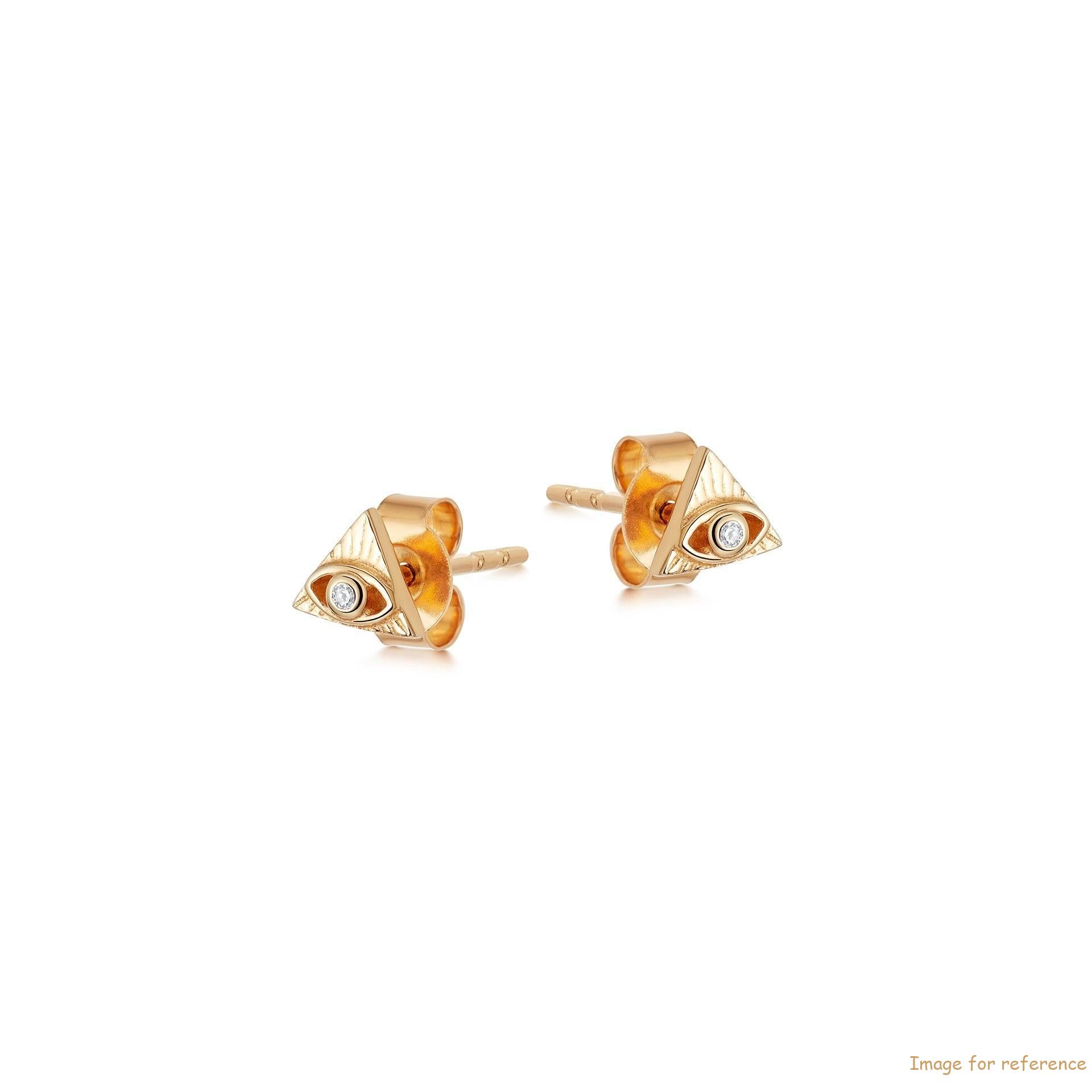 Design custom Earrings studs featuring evil eye design set in 18ct gold vermeil on 925 silver OEM supplier