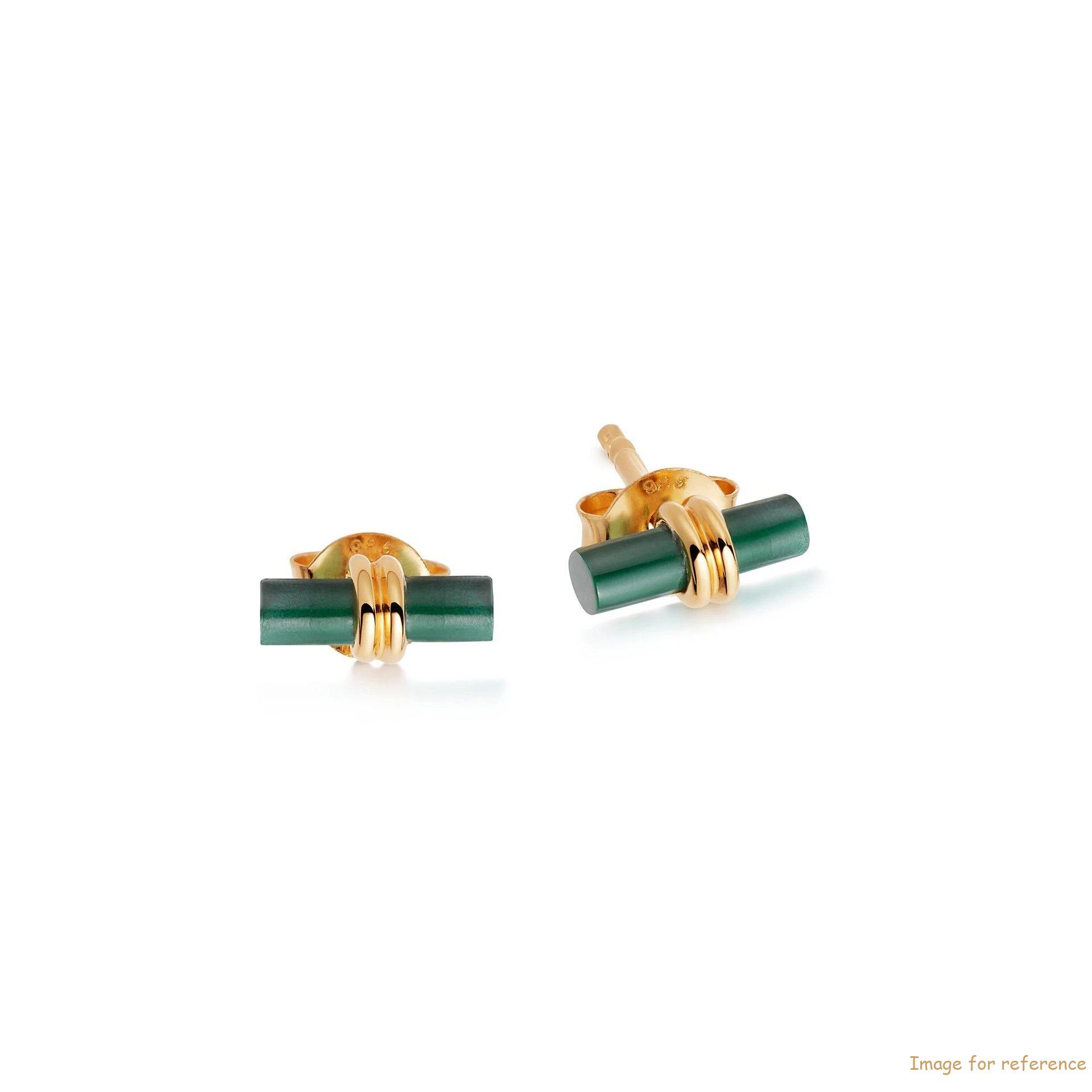 Design custom Earrings studs green Malachite stone in 18ct gold vermeil sterling silver oem service