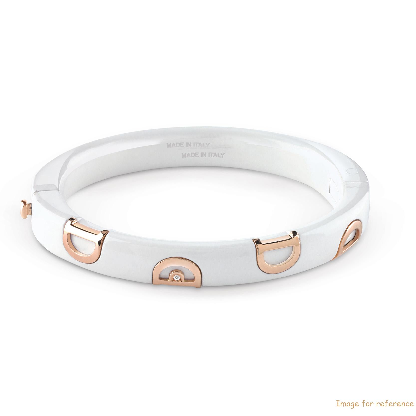 Design your shape jewelry White ceramic, pink gold and diamond bracelet OEM service Design your shape jewelry White ceramic, pink gold and diamond bracelet OEM service