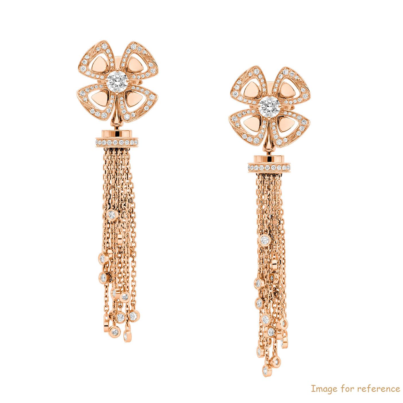 OEM 18 kt rose gold pendant earring, set with round brilliant-cut diamonds and pavé diamonds Custom design jewelry Suppliers