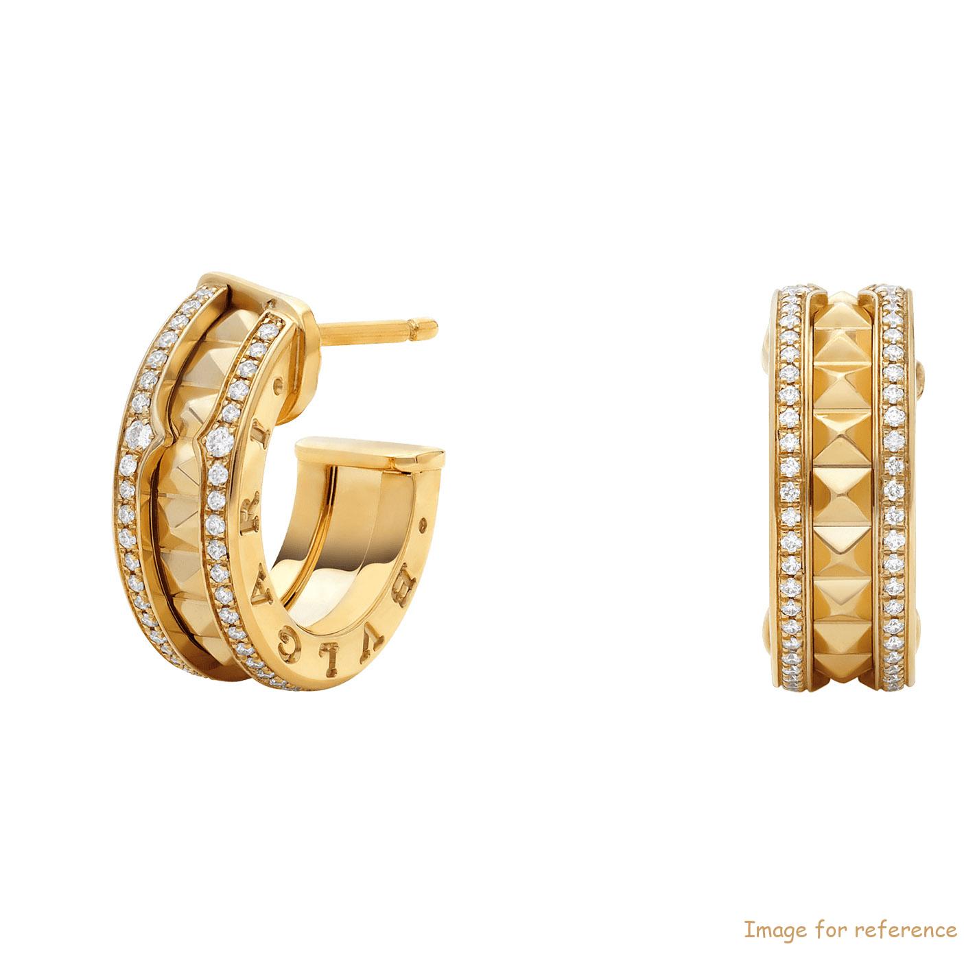 OEM 18 kt yellow gold earrings with studded spiral and pavé diamonds on the edges Custom design jewelry Suppliers