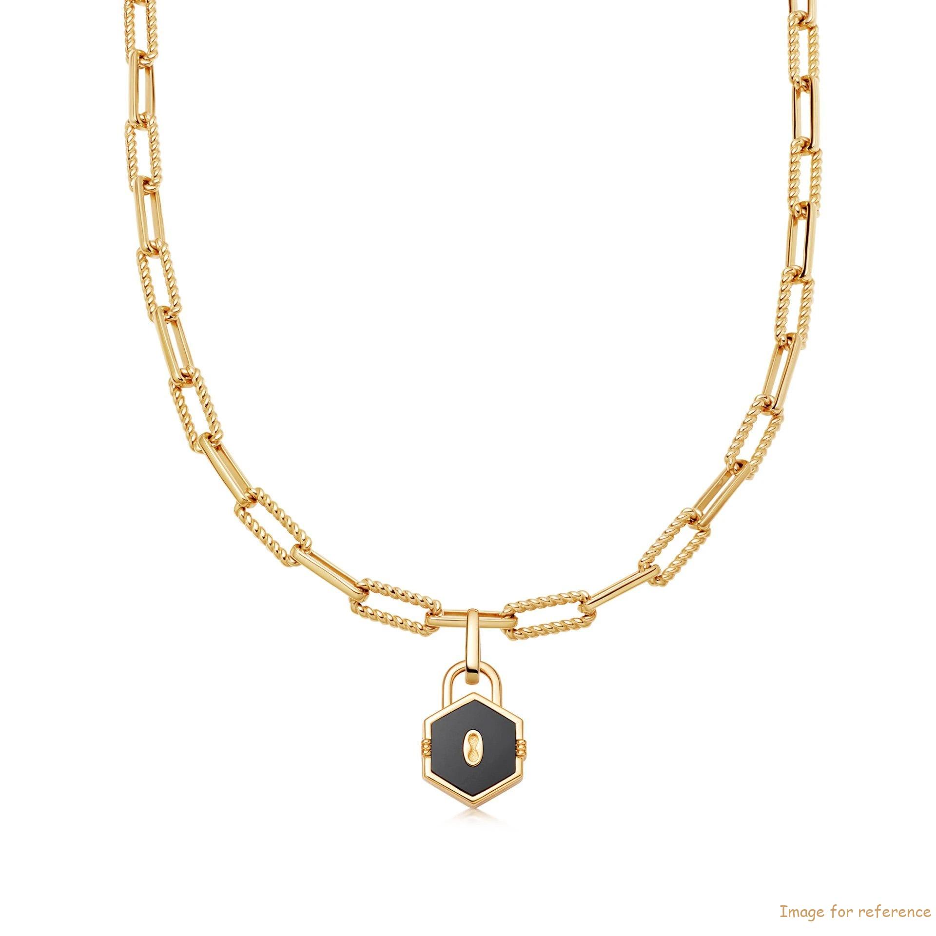 OEM 18ct Gold Plated On Brass chain necklace with the gold Onyx pendant personalised custom design service OEM 18ct Gold Plated On Brass chain necklace with the gold Onyx pendant personalised custom design service