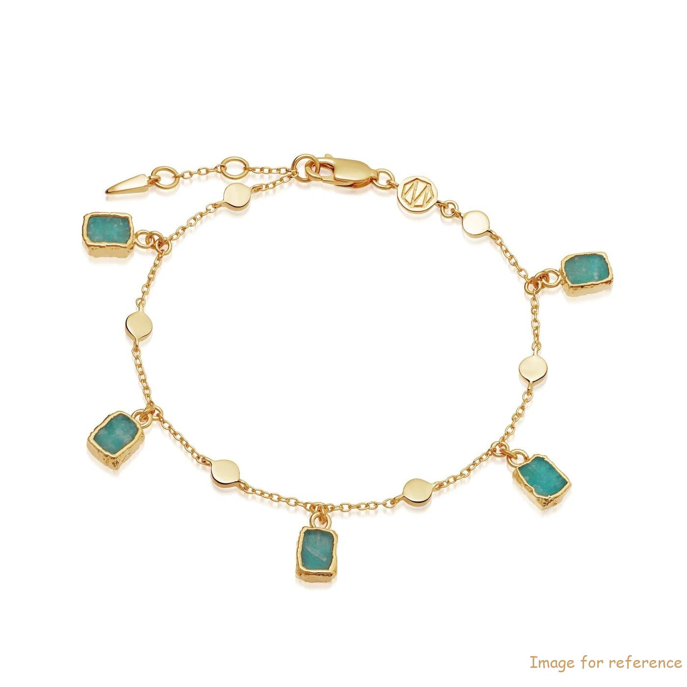 OEM 18ct Gold Vermeil charm bracelet on Sterling Silver with Green Amazonite stones