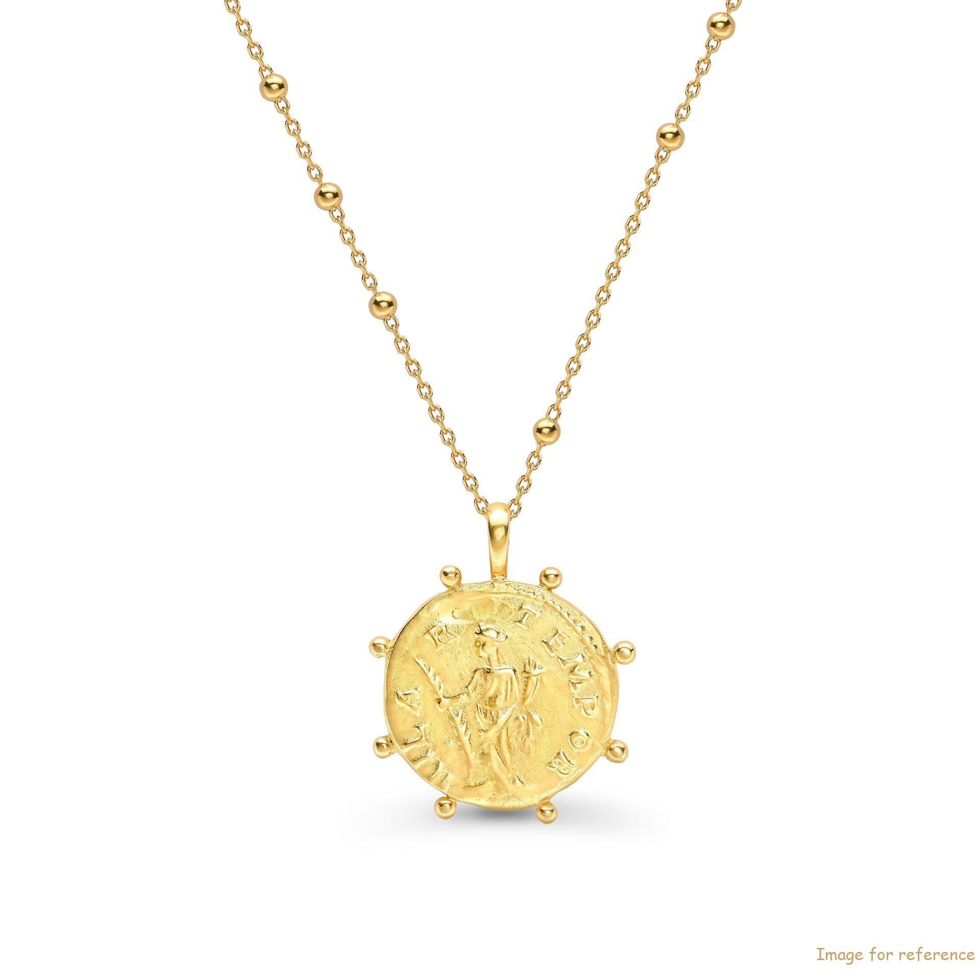 OEM 18ct gold-vermeil necklace with Roman coin on a beaded chain silver jewelry