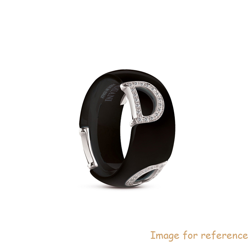 OEM Black ceramic, white gold and diamonds ring With custom Engraving