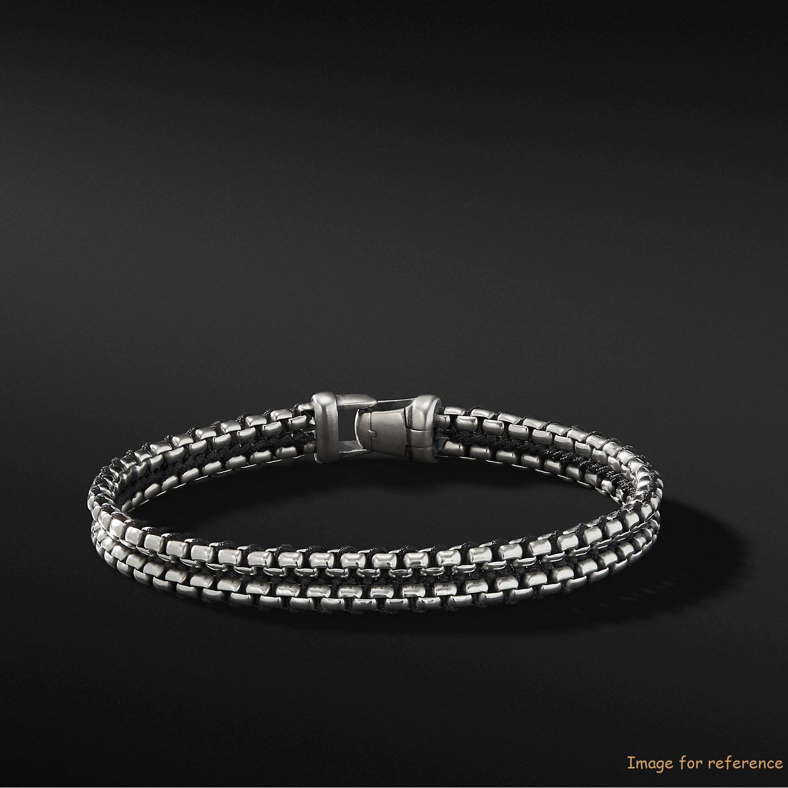 OEM ODM bracelet in Woven nylon cord with sterling silver box chain custom design your jewelry supplier OEM ODM bracelet in Woven nylon cord with sterling silver box chain custom design your jewelry supplier