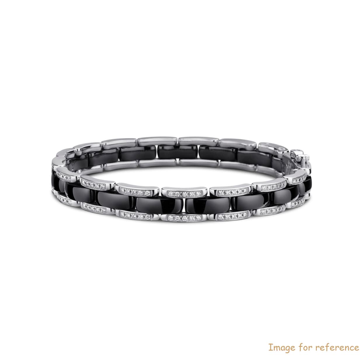 OEM bracelet in 18K white gold, เพชร, black ceramic real silver supplier