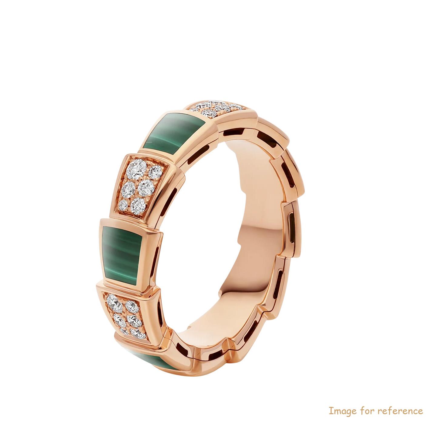 OEM design 18k rose gold ring set with malachite elements and pavé diamonds