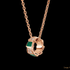 OEM design jewelry 18 kt rose gold necklace set with malachite elements and pavé diamonds on the pendant.