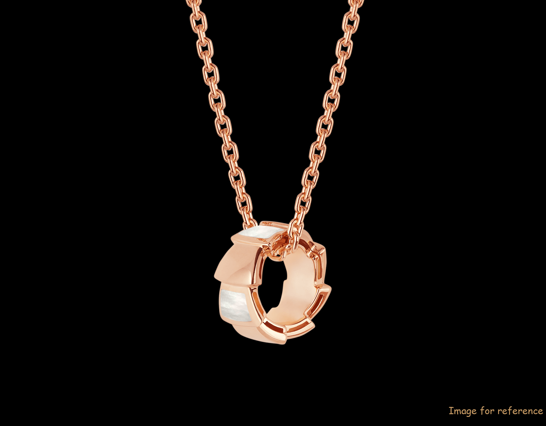 OEM design jewelry 18 kt rose gold necklace with pendant set with mother-of-pearl elements OEM design jewelry 18 kt rose gold necklace with pendant set with mother-of-pearl elements