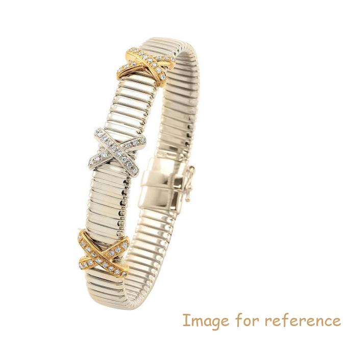 OEM jewelry service Flat Shiny twist Bracelet is made of 18 Kt Rose and White OEM jewelry service Flat Shiny twist Bracelet is made of 18 Kt Rose and White