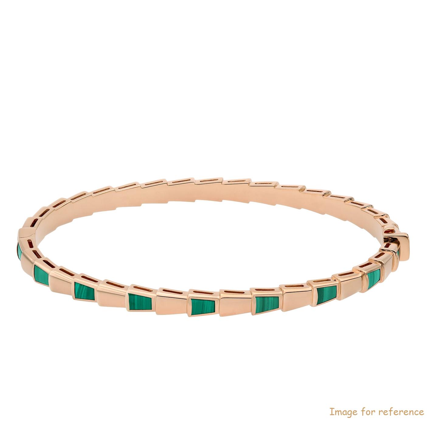 OEM made design 18K rose gold thin bangle bracelet set with malachite elements custom jewelry manufacturers china OEM made design 18K rose gold thin bangle bracelet set with malachite elements custom jewelry manufacturers china