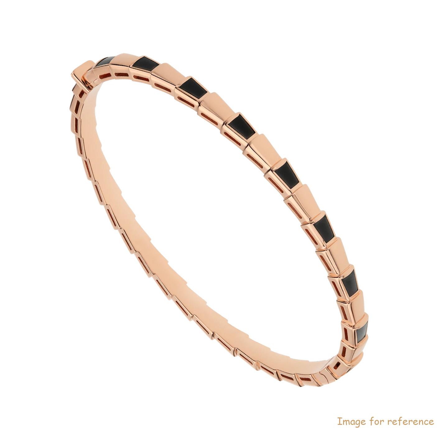 OEM made design 18K rose gold thin bangle bracelet set with onyx elements custom jewelry manufacturers china
