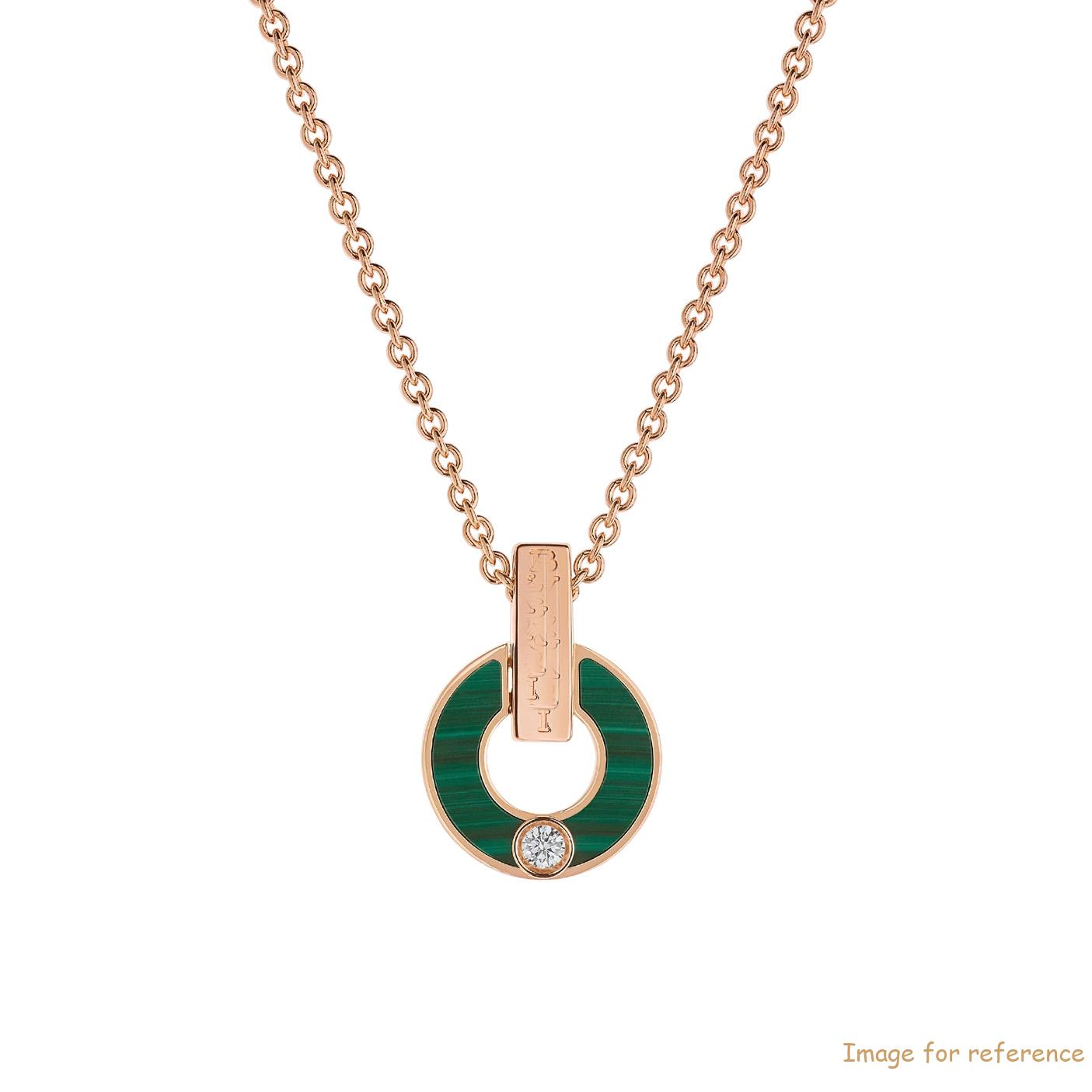 OEM made design Openwork 18 kt rose gold necklace set with malachite elements and a round brilliant-cut diamond custom jewelry manufacturers china