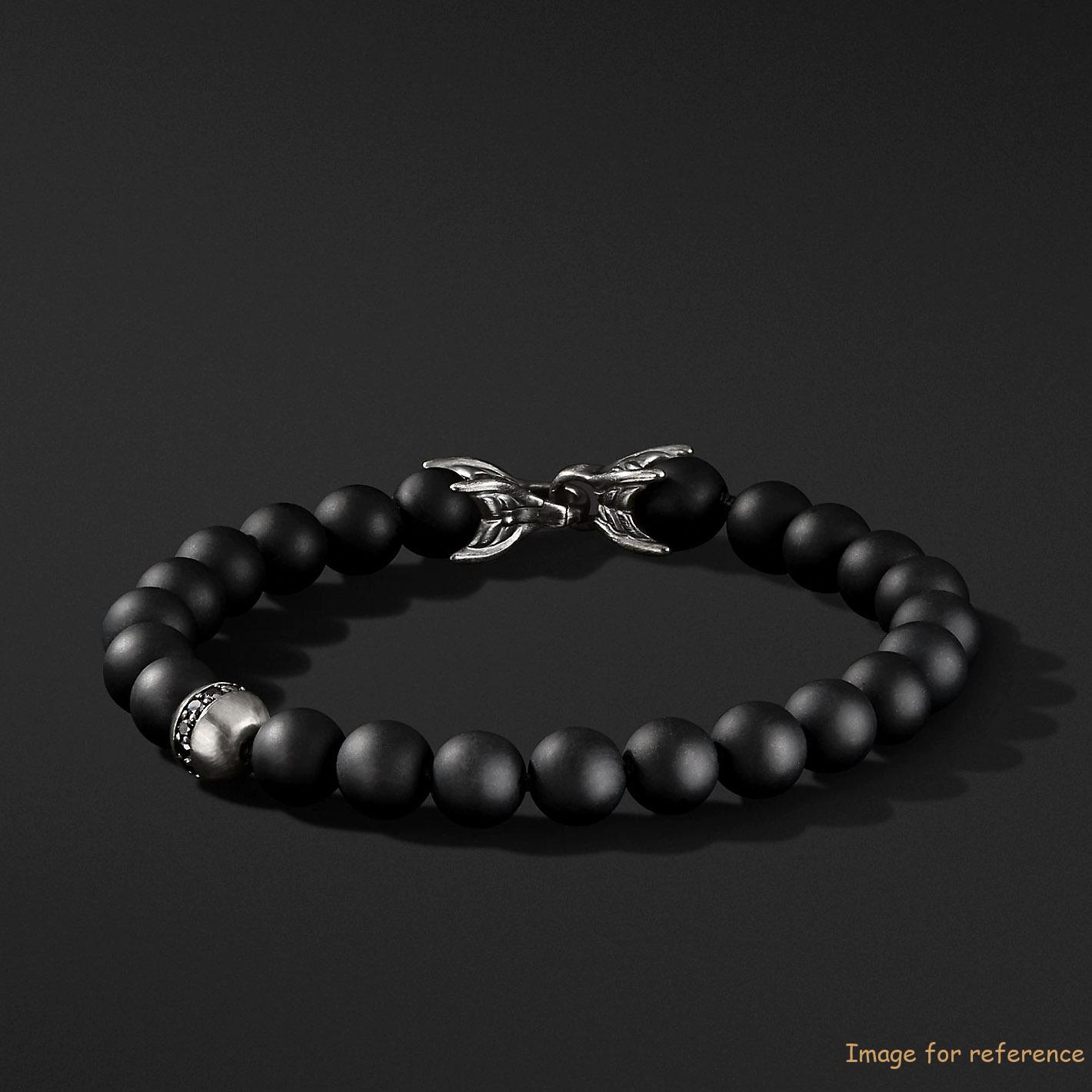 OEM mens 925 silver bracelet in Black onyx beads custom design your jewelry supplier