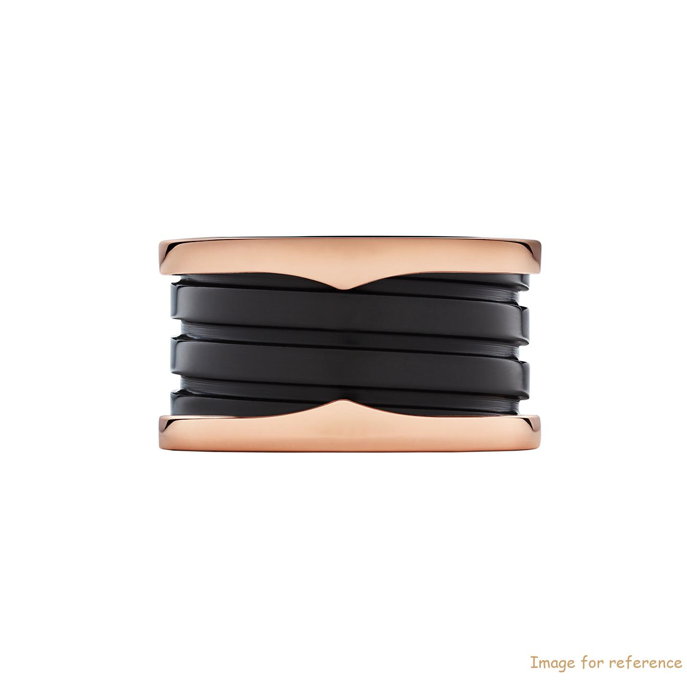 OEM ring in Black ceramic and 18k rose gold on silver jewelry factory
