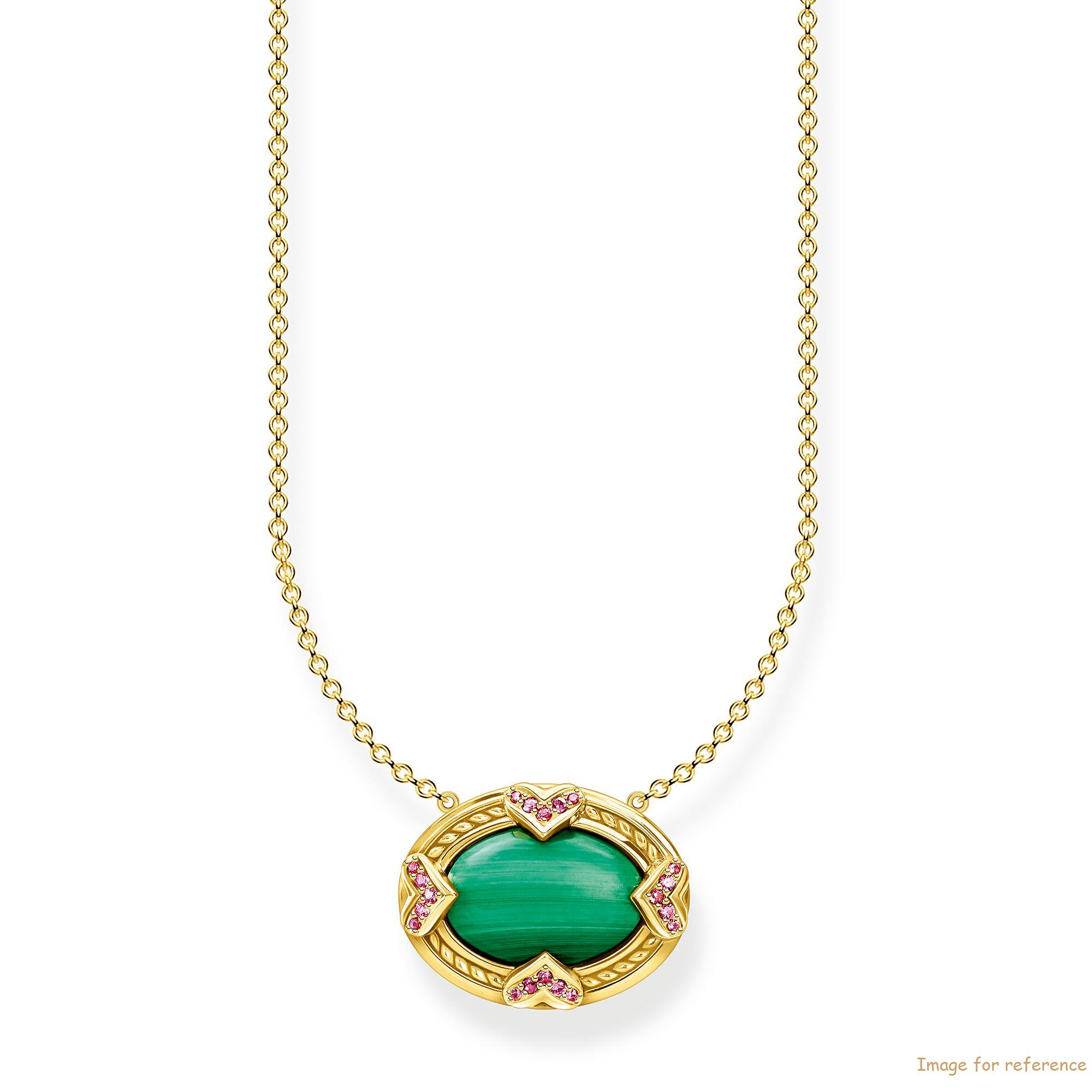 Custom Necklace18k yellow gold plating 925 Sterling silver with malachite OEM jewelry