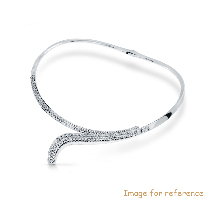 Custom White gold plated CZ silver necklace wholesale rhodium plated jewelry