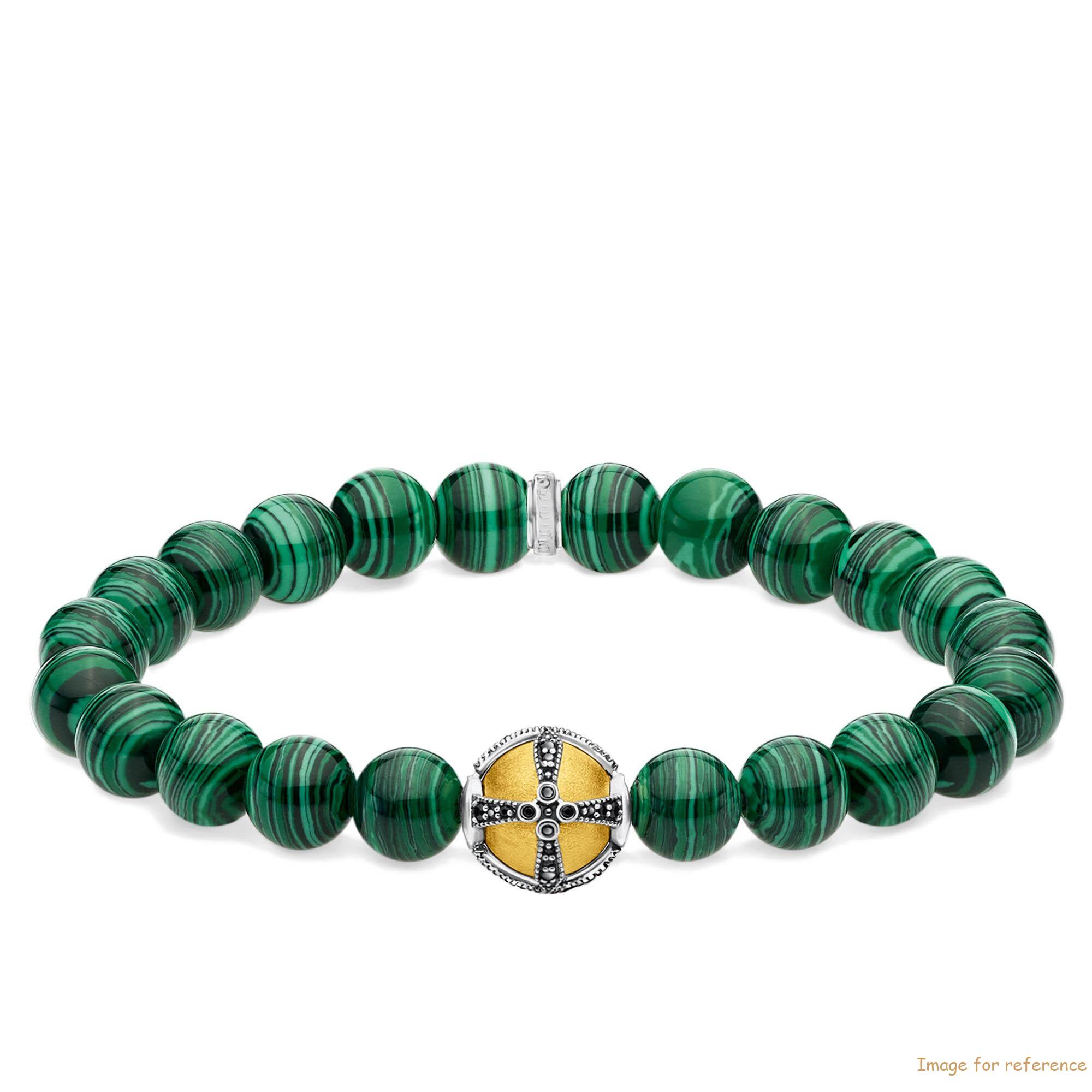Custom bracelet 18k yellow gold plating on 925 เงินสเตอร์ลิง, with simulated malachite, zirconia black OEM jewelry