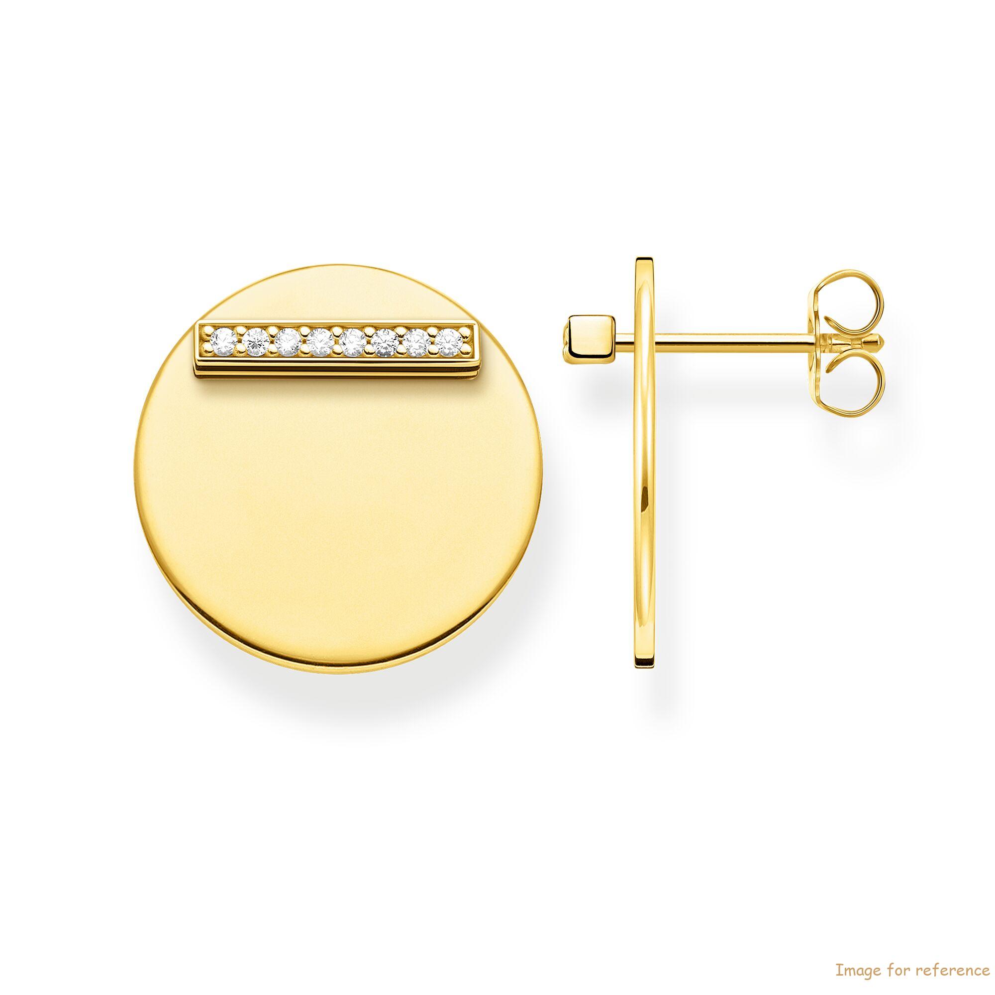 Custom made Ear studs in yellow-gold plated 925 Sterling silver with white zirconia OEM Custom made Ear studs in yellow-gold plated 925 Sterling silver with white zirconia OEM