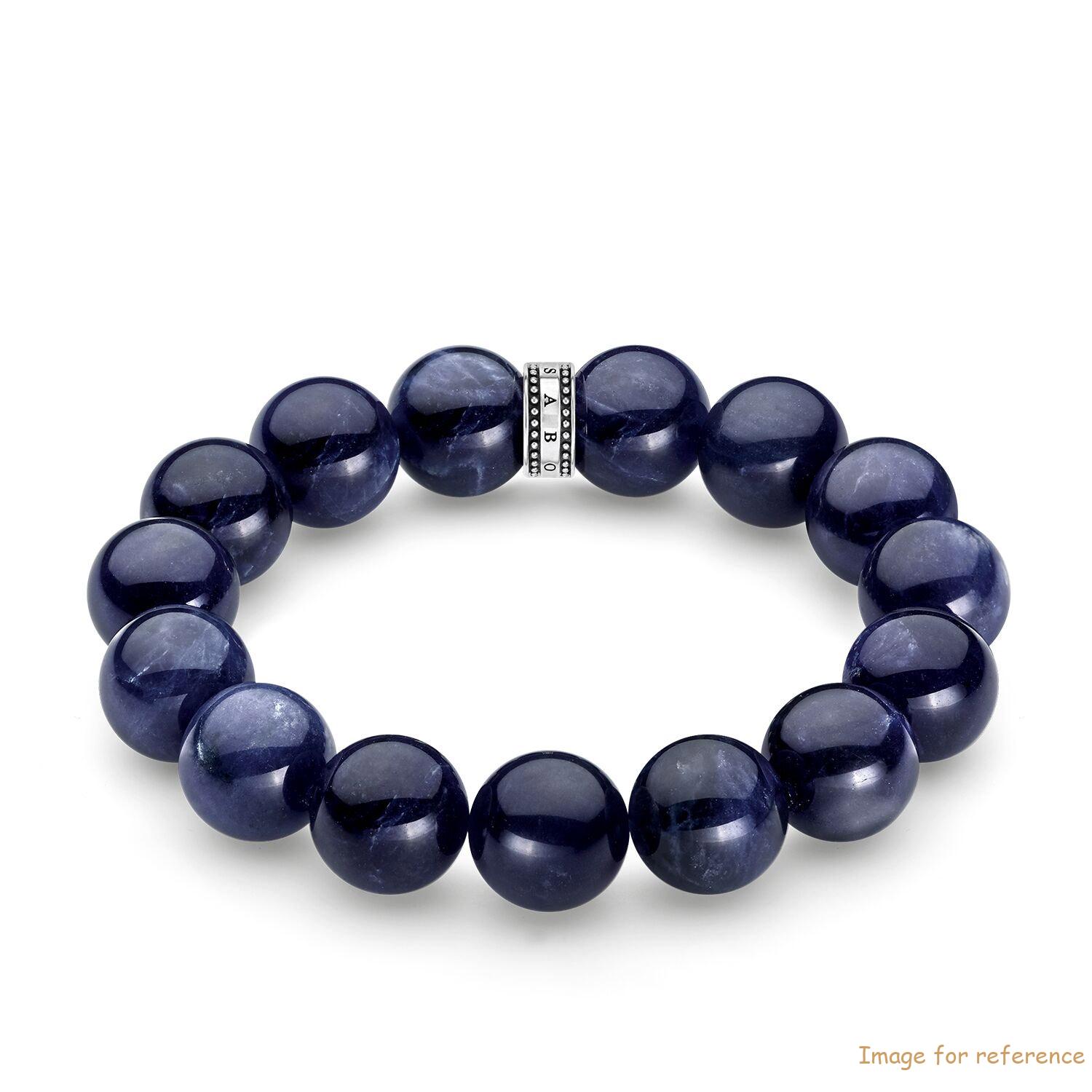 Custom made Elastic stretch bracelet 925 Sterling silver Sodalite blue OEM jewelry factory