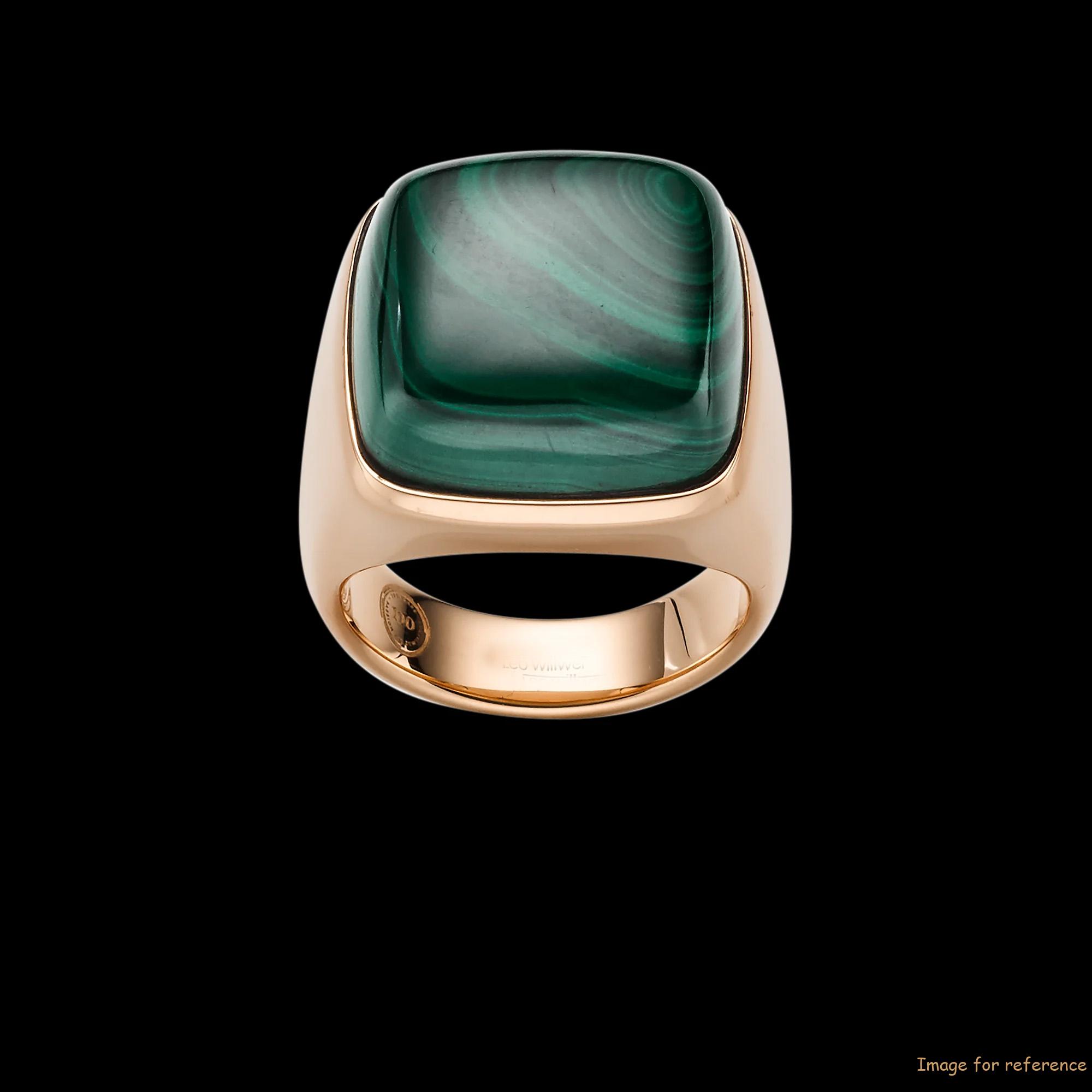 Custom malachite rings mens rose gold plated jewelry manufacturer