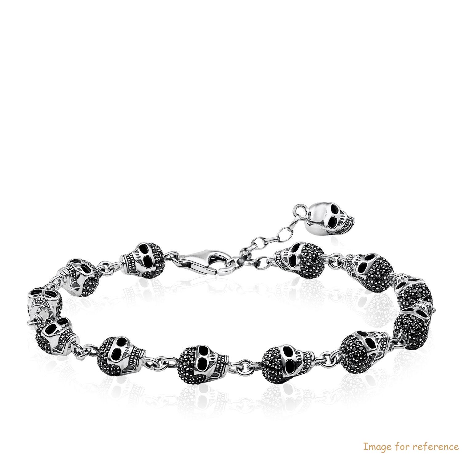 Custom mens Bracelet 925 Sterling sølv,blackened zirconia black ODM OEM manufacturer