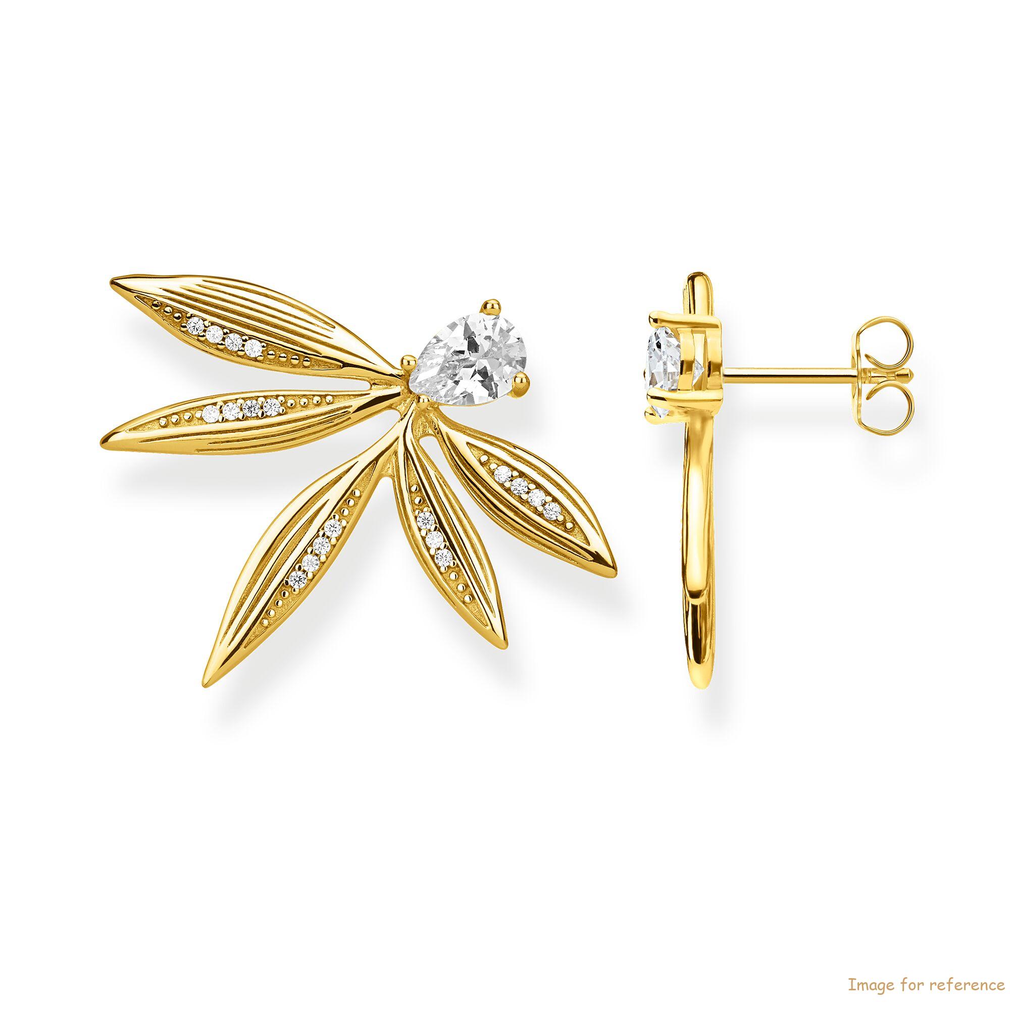 Custom women white zirconia ear studs made from 925 Sterling silver with yellow-gold plated OEM