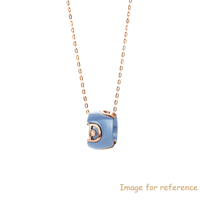 Customized Powder blue ceramic, pink gold plated necklaces manufacturer