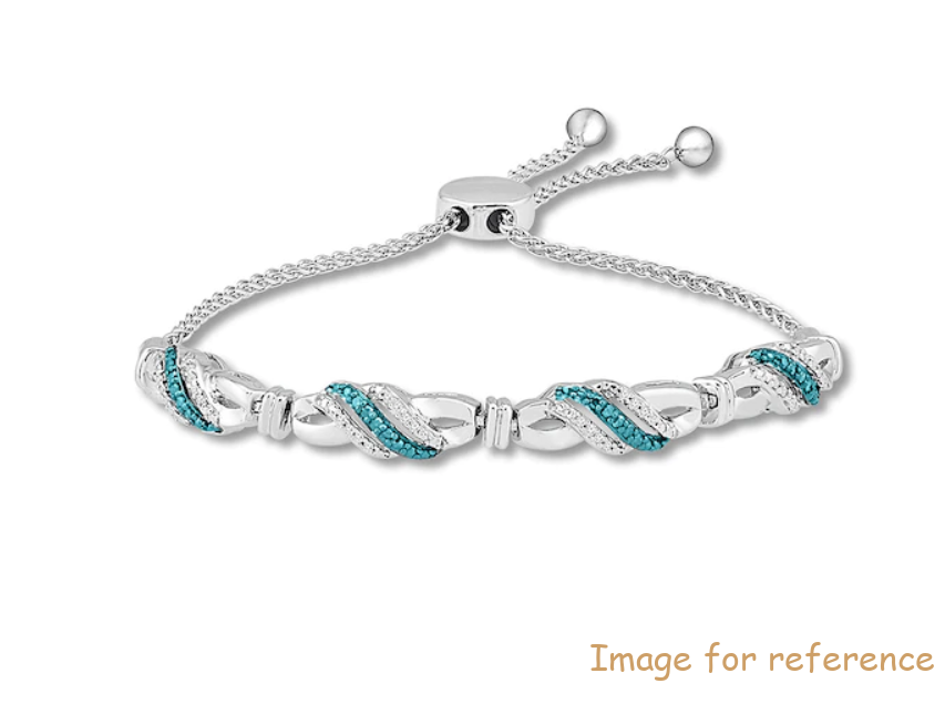 Bleu & White Diamond Bolo Bracelet Sterling Silver Custom Jewelry Manufacturers Blue & White Diamond Bolo Bracelet Sterling Silver Custom Jewelry Manufacturers