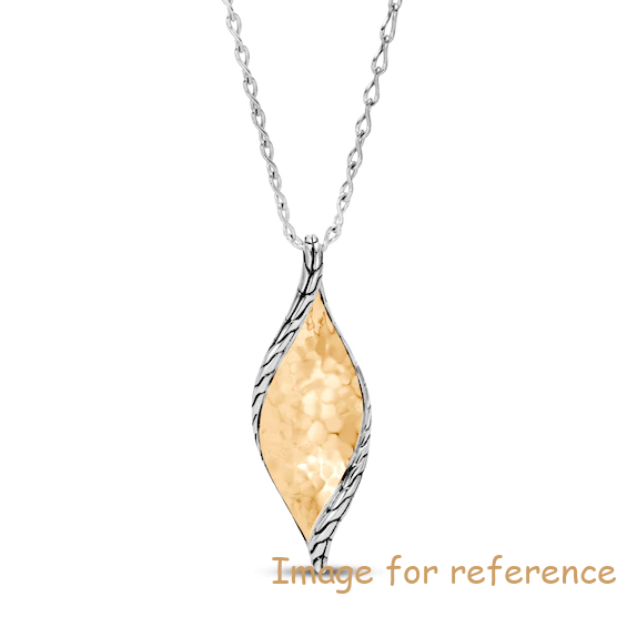 Custom John Hardy Wave Hammered Pendant Necklace Sterling Silver18K Yellow Gold