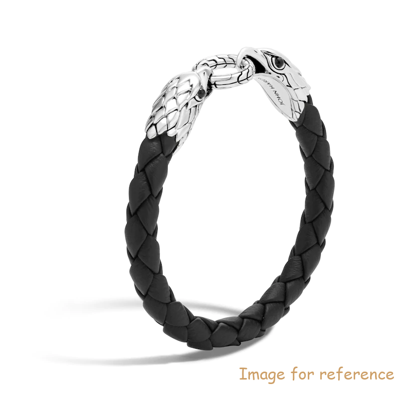 Custom Men's Double Eagle Head Bracelet Leather Natural Black Onyx 925 Sterling Silver Wholesale Supplier