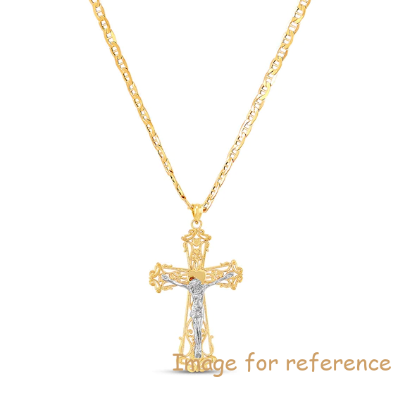 Custom made Crucifix Chain Necklace 14K Two-Tone Gold sterling silver jewelry wholesaler