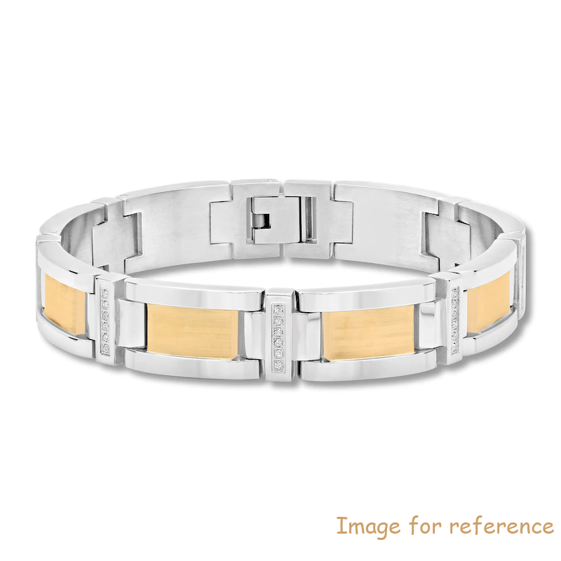 Custom made Men's Link Bracelet Round Stainless Steel Ion-Plating