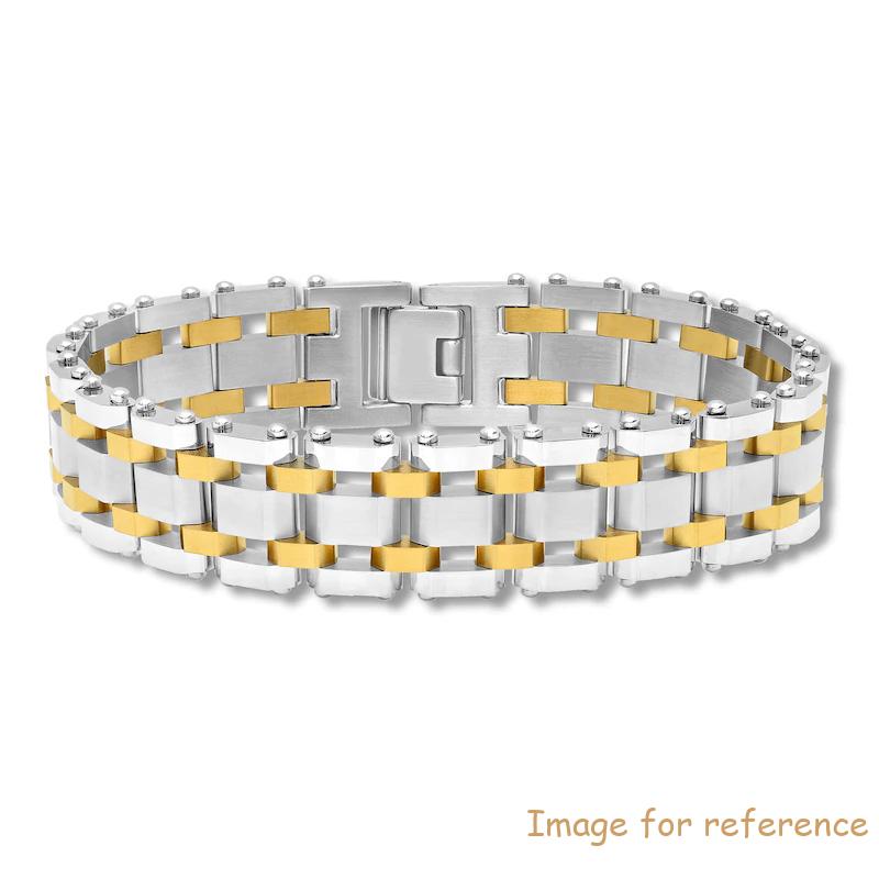 Custom make men's bracelet in stainless steel with yellow ion-plating