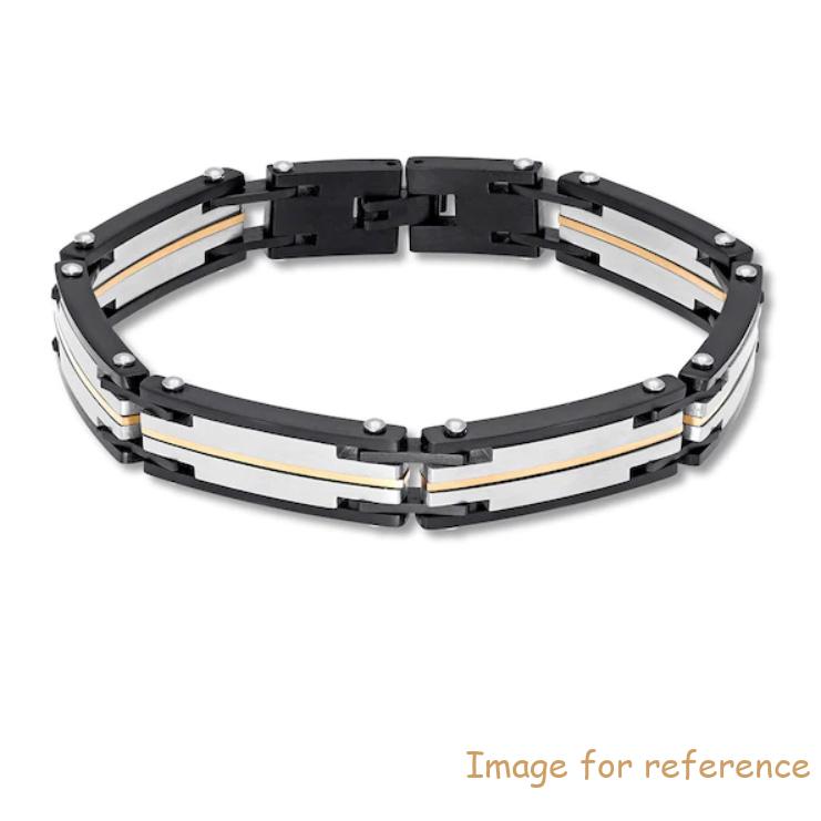 Custom made Men's Link Bracelet Black & Gold-tone Stainless Steel OEM jewelry manufacturer