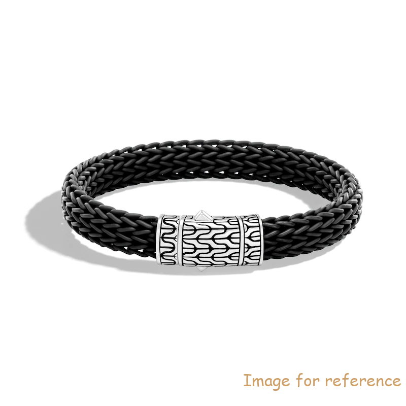 Men's Classic Chain Black Rubber Sterling Silver custom fashion jewelry wholesale
