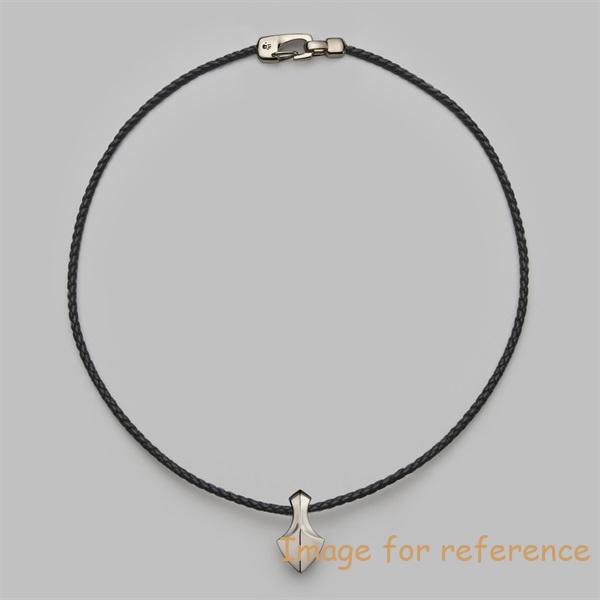 Custom design Large Arrowhead Leather Necklace 50cm Palladium & Black Woven Leather Custom design Large Arrowhead Leather Necklace 50cm Palladium & Black Woven Leather