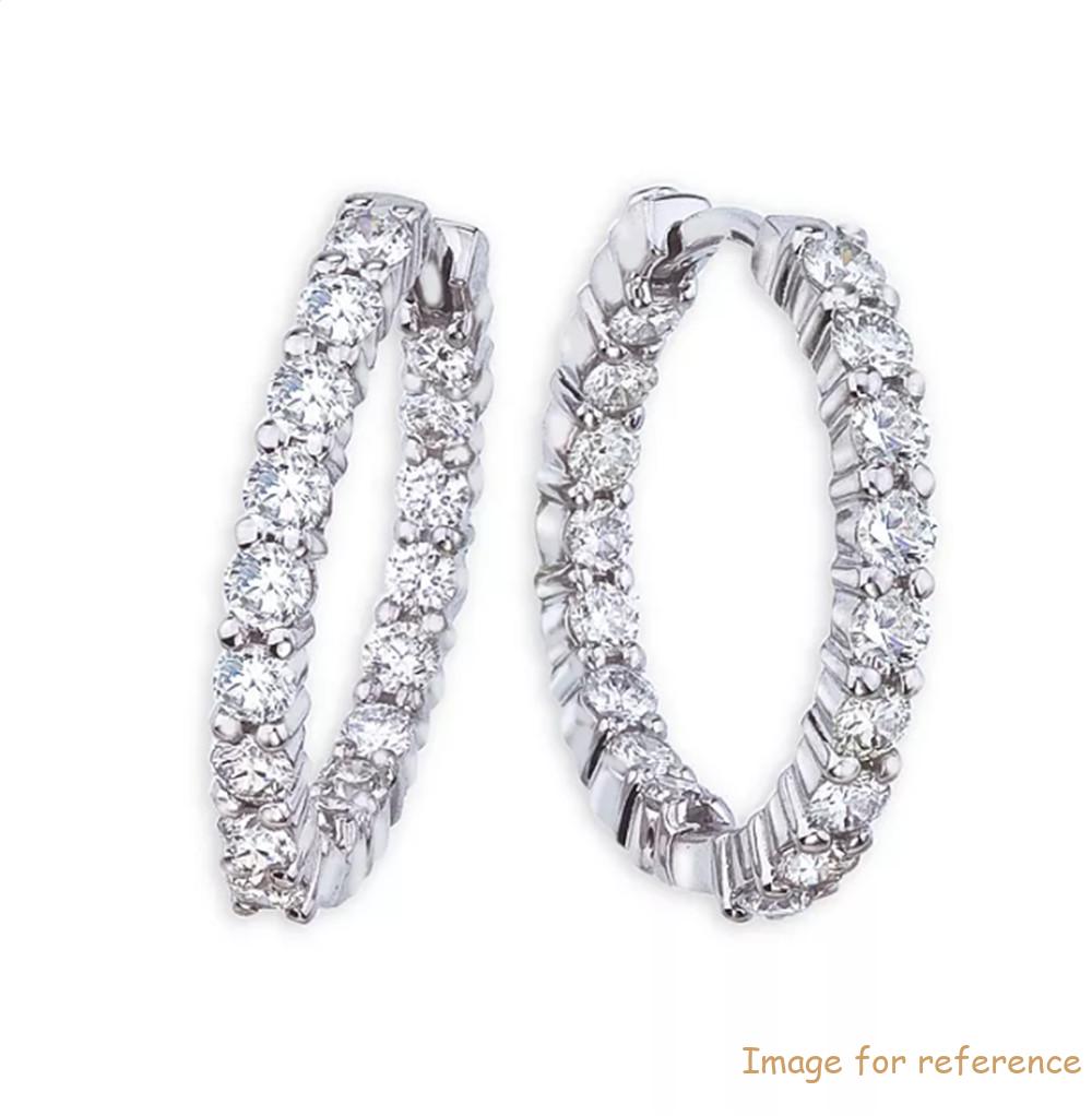 18K White Gold Vermeil Perfect CZ Inside Out Medium Hoop Earrings ODM OEM silver jewelry manufacturer 18K White Gold Vermeil Perfect CZ Inside Out Medium Hoop Earrings ODM OEM silver jewelry manufacturer