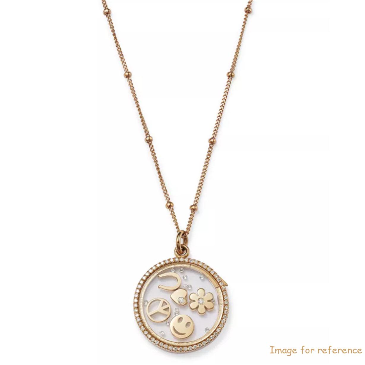 French 925 silver vendors and manufacturers custom OEM ODM 14K Yellow Gold Happy CZ Charm Locket Pendant Necklace