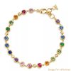French jewelry resellers OEM ODM Yellow Gold Vermeil Classic Multi-Gemstone & CZ Rainbow Eternity Bracelet