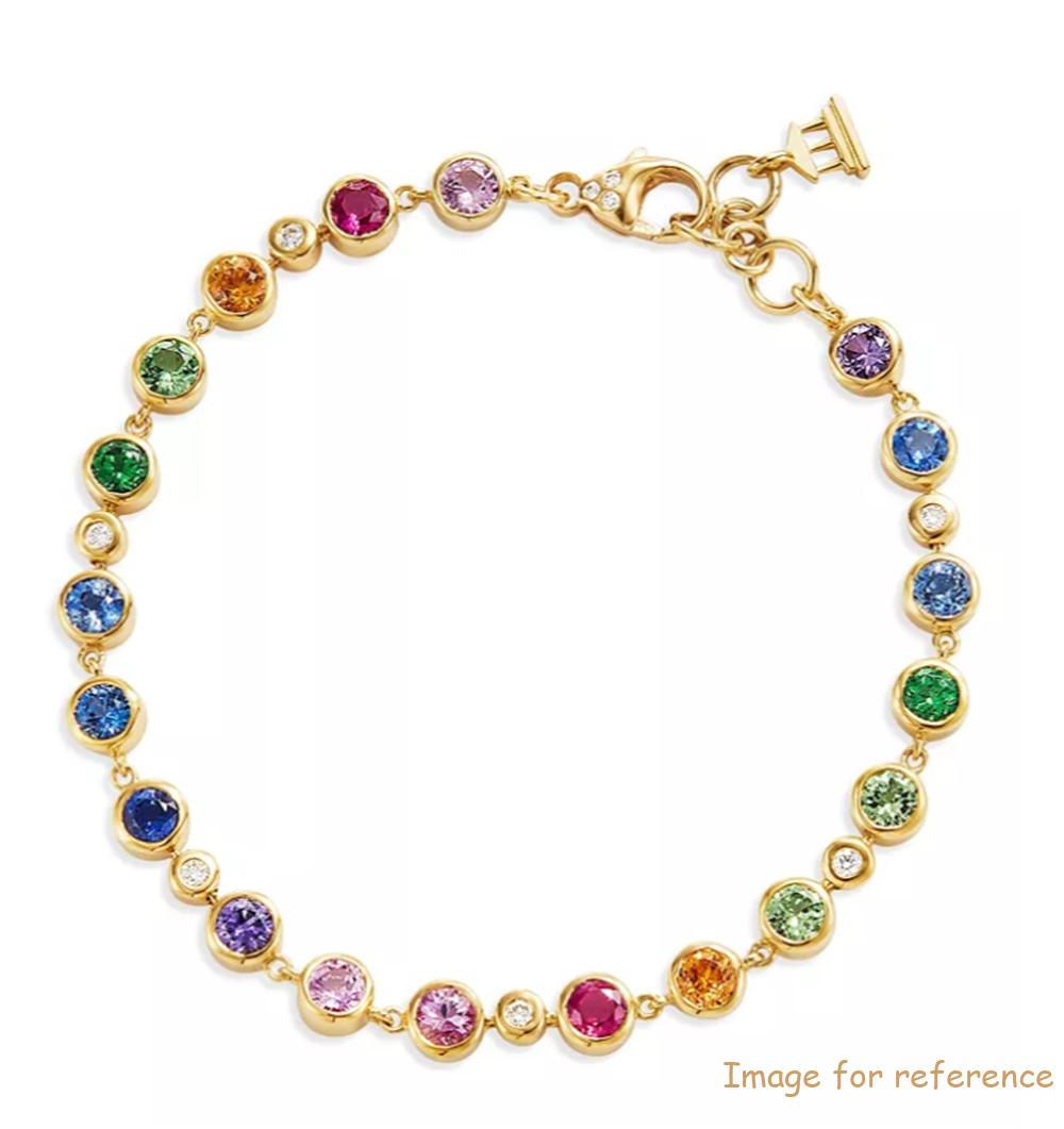 French jewelry resellers OEM ODM Yellow Gold Vermeil Classic Multi-Gemstone & CZ Rainbow Eternity Bracelet French jewelry resellers OEM ODM Yellow Gold Vermeil Classic Multi-Gemstone & CZ Rainbow Eternity Bracelet