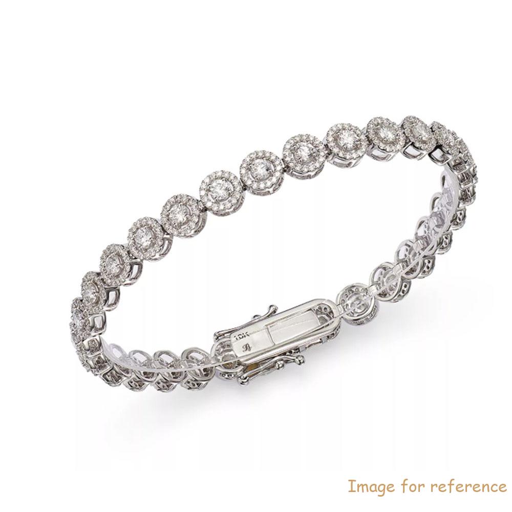 Germany 925 silver jewelry manufacturers custom made CZ Halo Tennis Bracelet in 14K White Gold vermeil