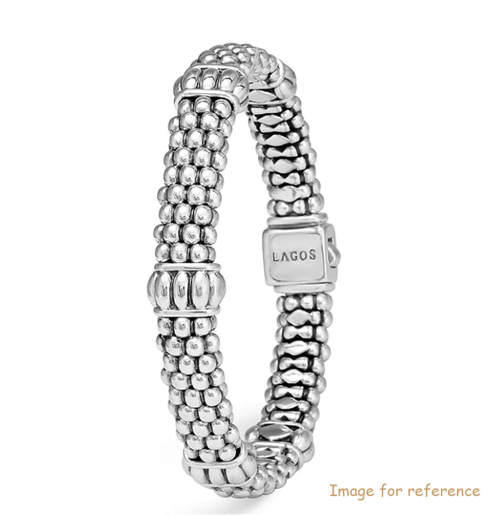 Los Angeles 925 silver jewelry distributors ODM OEM Signature Sterling Silver Fluted Station Caviar Bracelets Los Angeles 925 silver jewelry distributors ODM OEM Signature Sterling Silver Fluted Station Caviar Bracelets